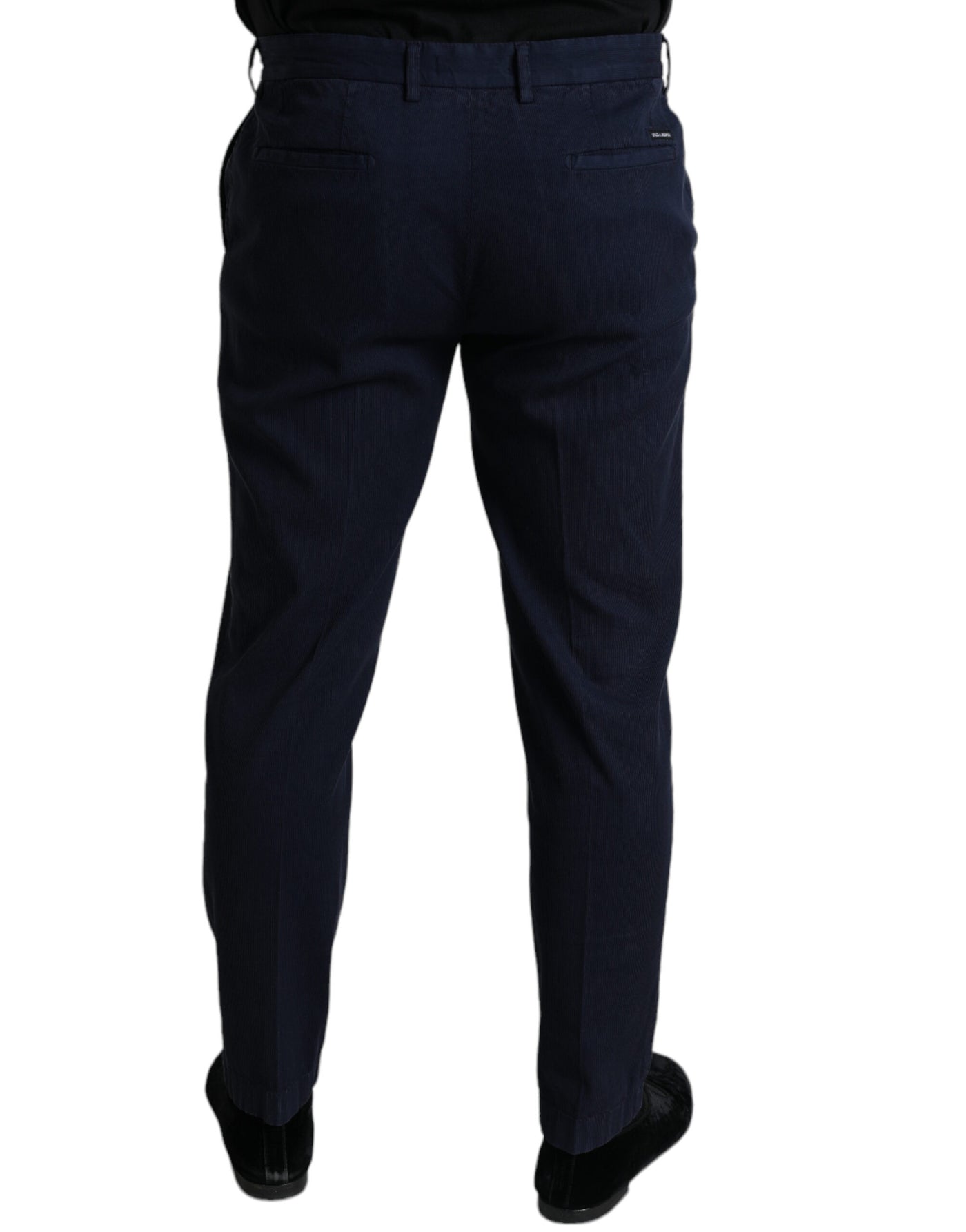 Dark Blue Cotton Stretch Slim Fit Dress Pants