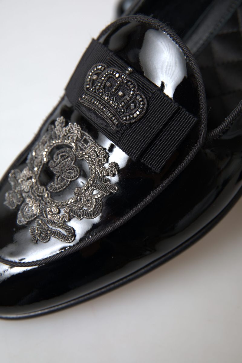 Black Patent Leather Loafers Crown