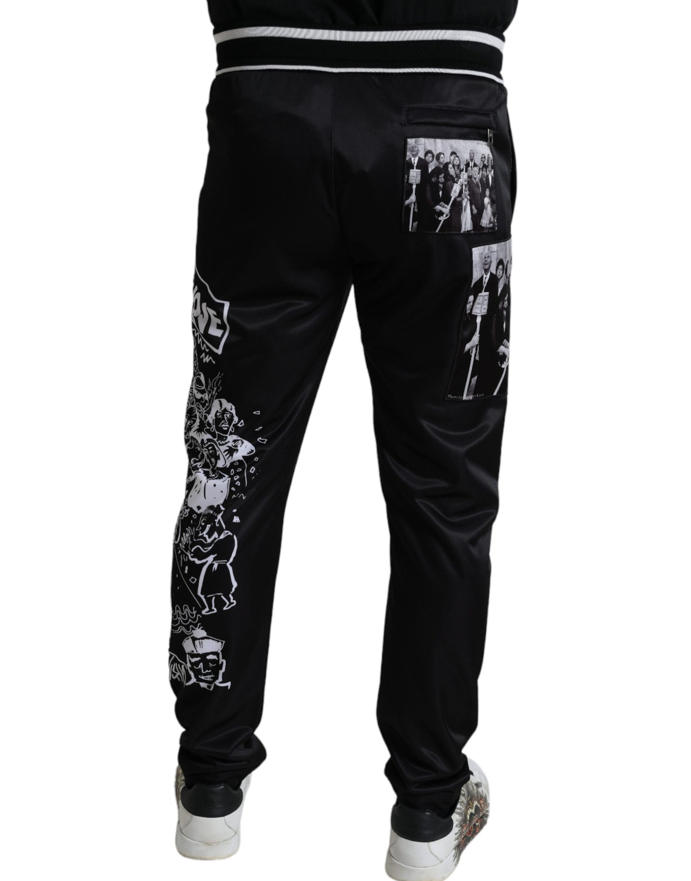 Black Sacred Heart LOVE Print Jogger Pants