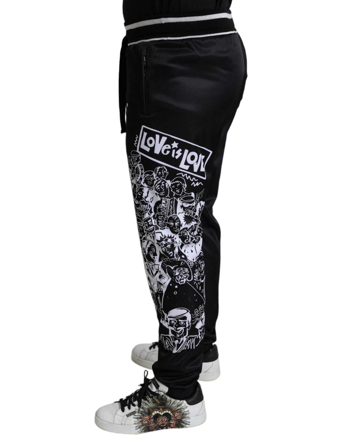 Black Sacred Heart LOVE Print Jogger Pants