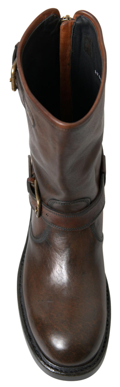 Brown Leather Midcalf Mens Boots