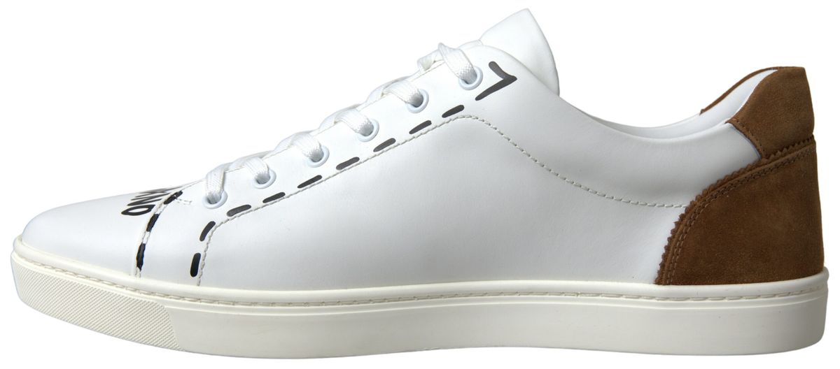 White Beige Leather Low Tops Sneakers Shoes