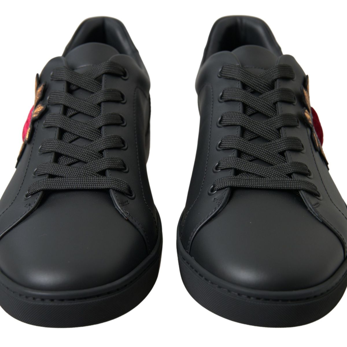 Black Leather Portofino Heart Sneakers