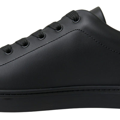 Black Leather Portofino Heart Sneakers