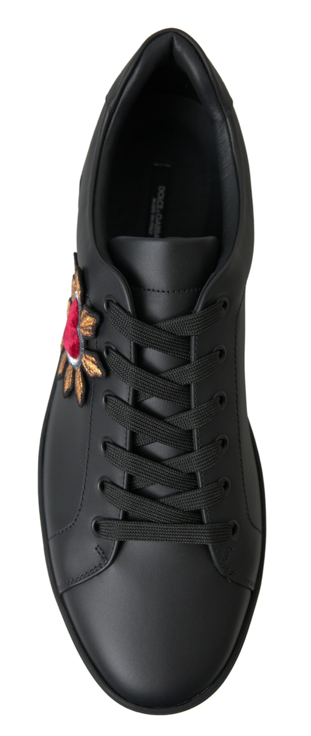 Black Leather Portofino Heart Sneakers