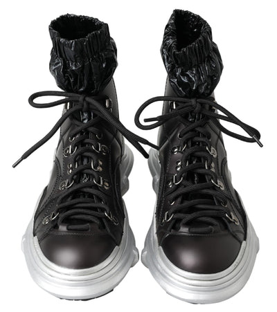 Black Nylon Galileo High Top Sneakers Shoes