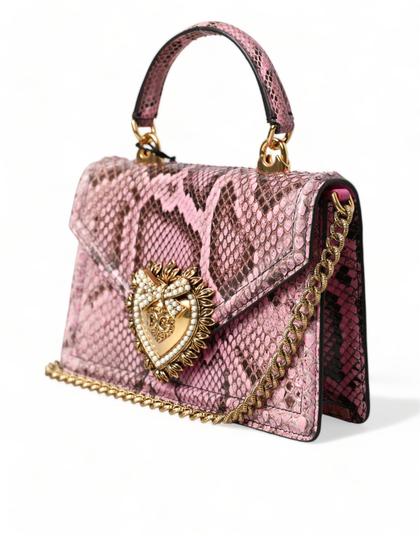 Pink Exotic Leather DEVOTION HEART Top Handle Shoulder Bag