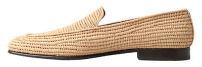 Beige Woven Viscose Loafers Men Casual Shoes