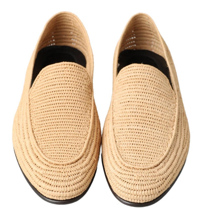 Beige Woven Viscose Loafers Men Casual Shoes