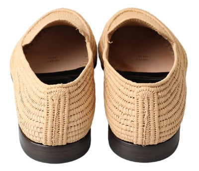 Beige Woven Viscose Loafers Men Casual Shoes