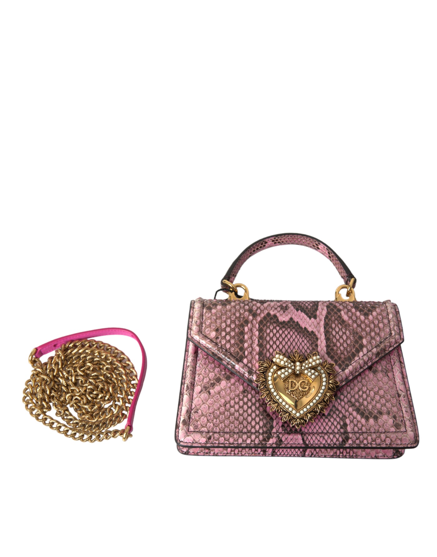 Pink Exotic Leather DEVOTION HEART Top Handle Shoulder Bag