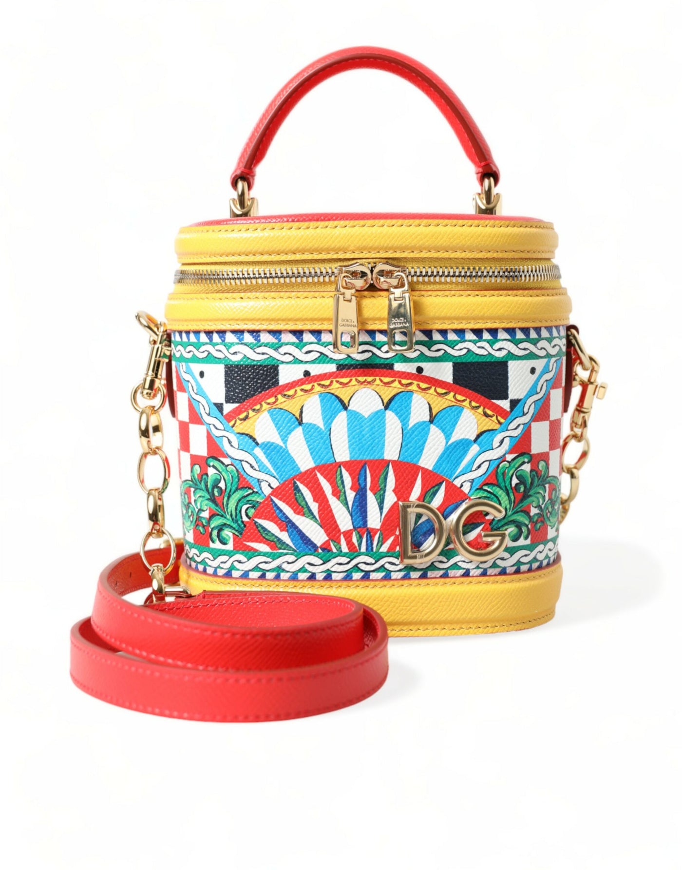 Multicolor Leather Sicilian Carretto DG Girls Bucket Bag