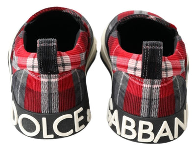 Red White Checkered Slip On Sneakers Men Shoes