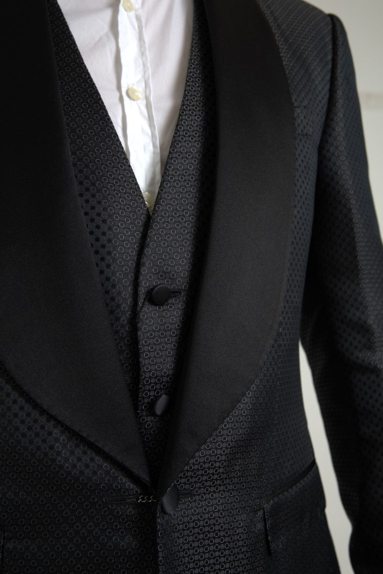 Black Jacquard 2 Piece Single Breasted Suit