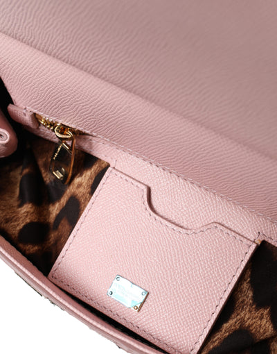 Pink Leather SICILY DG Family Motive Tote Shoulder Bag