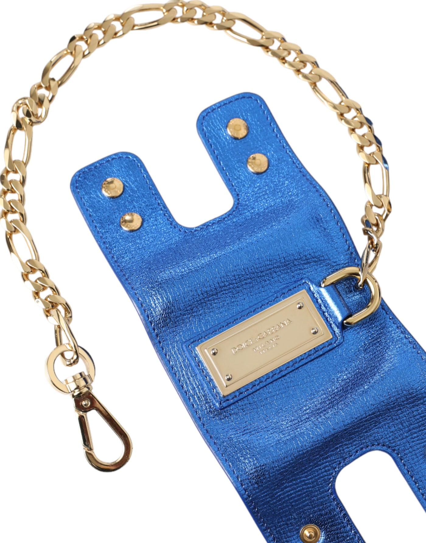 Blue Leather Bella Foiled Logo Shoulder Purse Bag