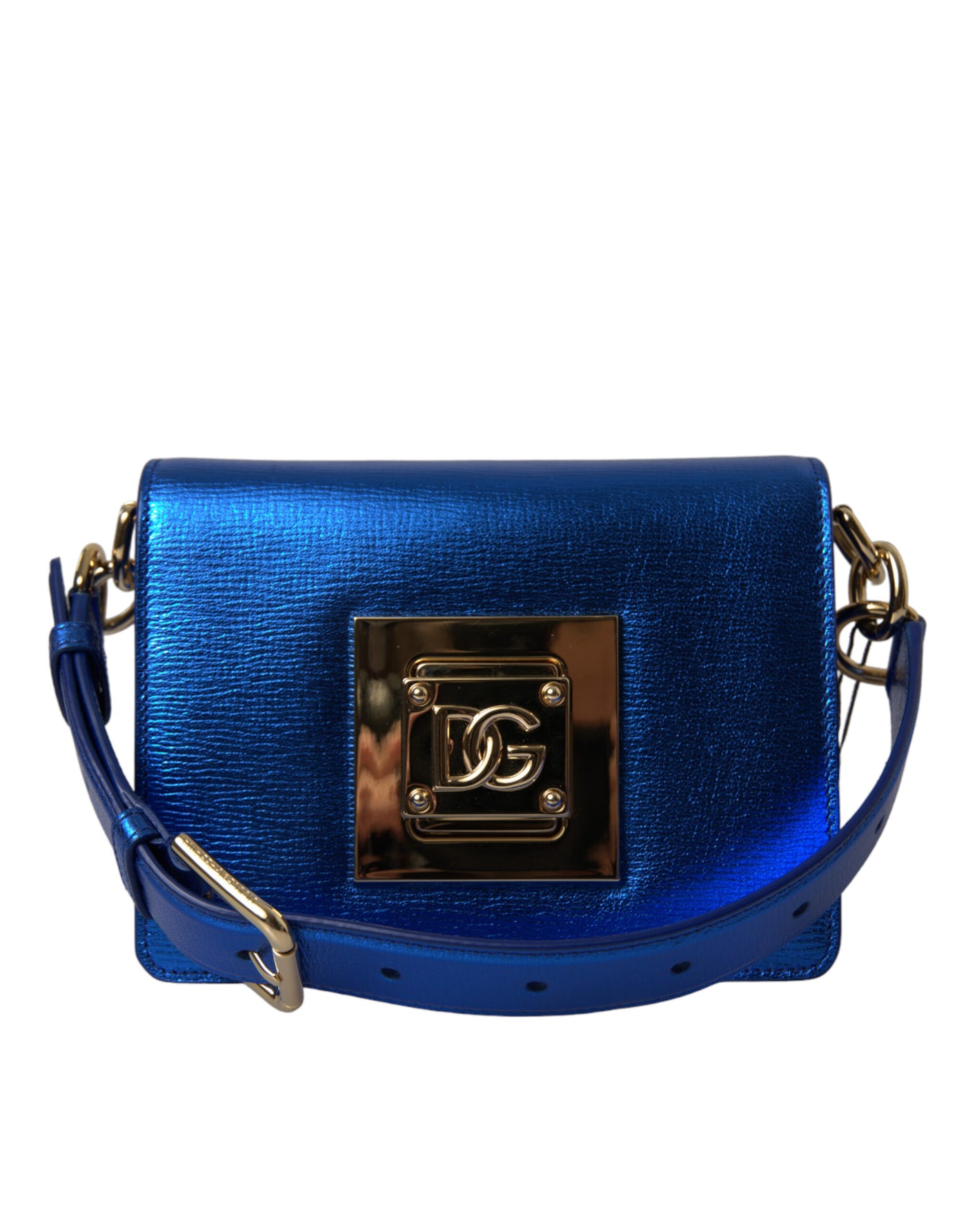 Blue Leather Bella Foiled Logo Shoulder Purse Bag