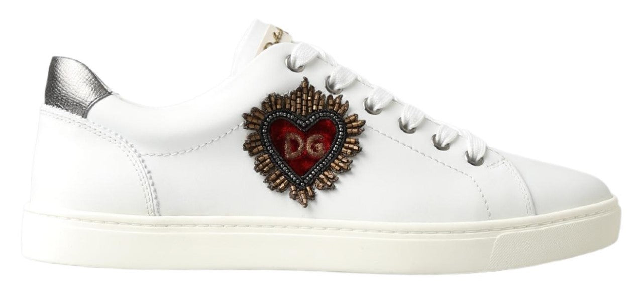 White Leather Heart Low Top Sneakers Men Shoes