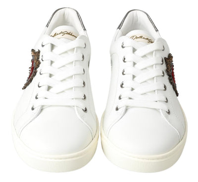 White Leather Heart Low Top Sneakers Men Shoes