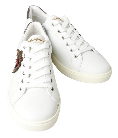 White Leather Heart Low Top Sneakers Men Shoes