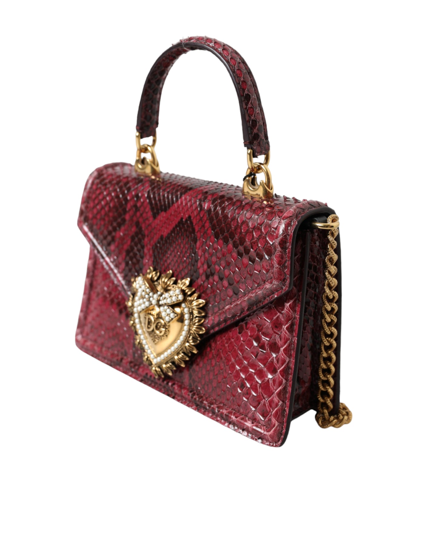 Bordeaux Exotic Leather DEVOTION HEART Top Handle Shoulder Bag