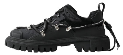 Black Trekking Derby Logo Sneakers