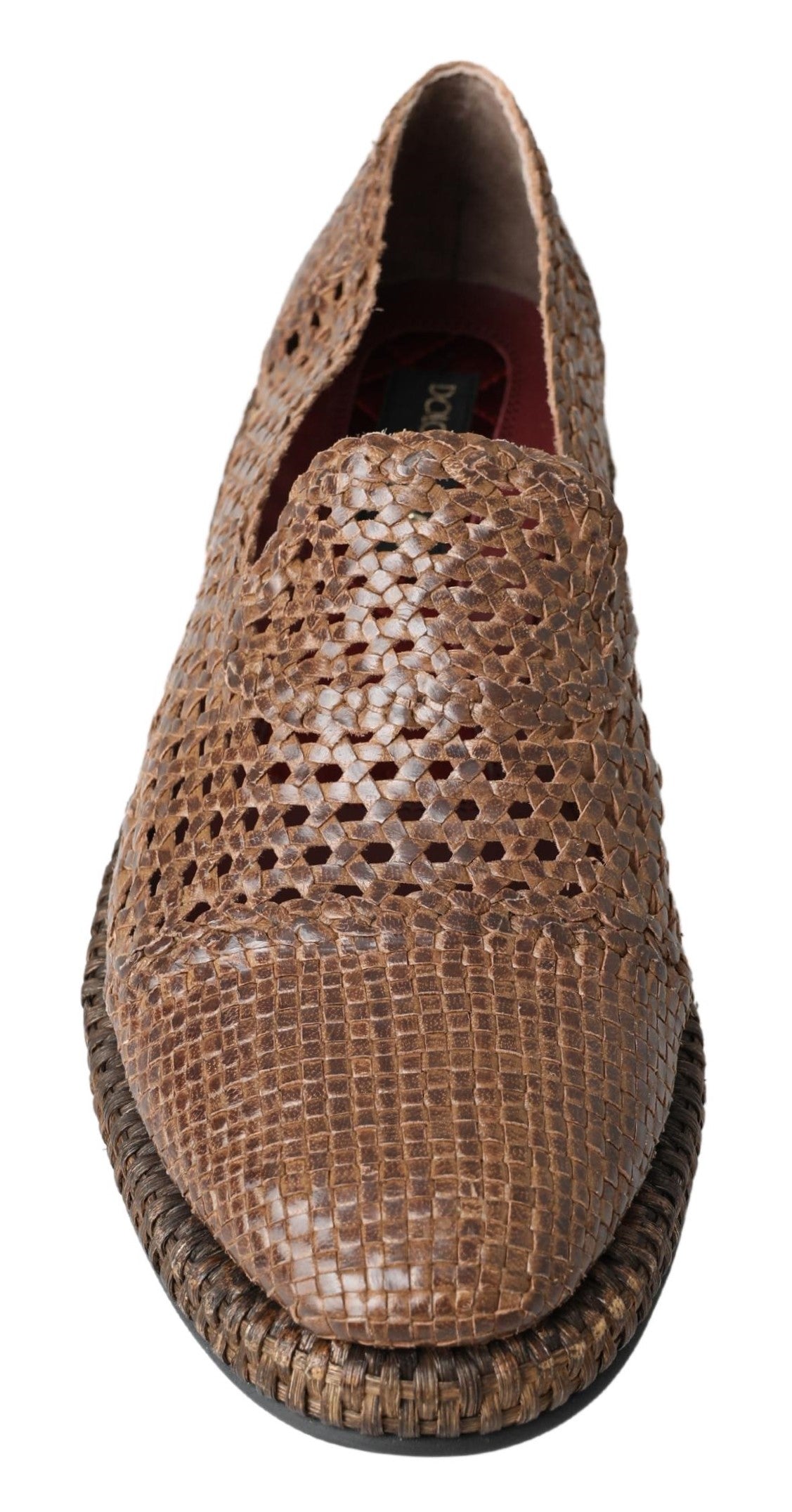 Brown Woven Leather Loafers Casual