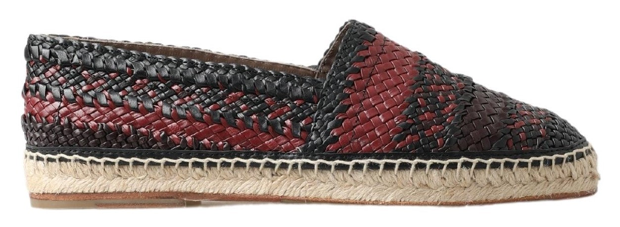 Black Bordeaux Buffalo Leather Espadrille Shoes