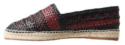 Black Bordeaux Buffalo Leather Espadrille Shoes