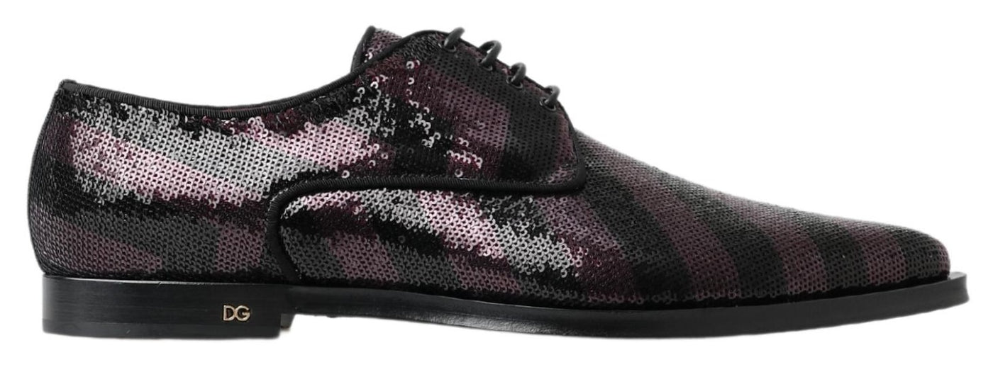 Black Bordeaux Sequin Chevron Men Derby Shoes