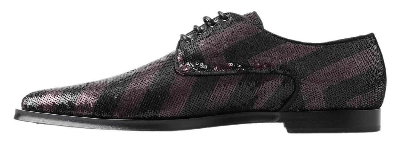 Black Bordeaux Sequin Chevron Men Derby Shoes