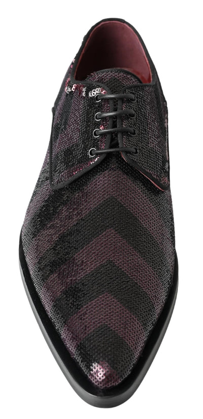 Black Bordeaux Sequin Chevron Men Derby Shoes