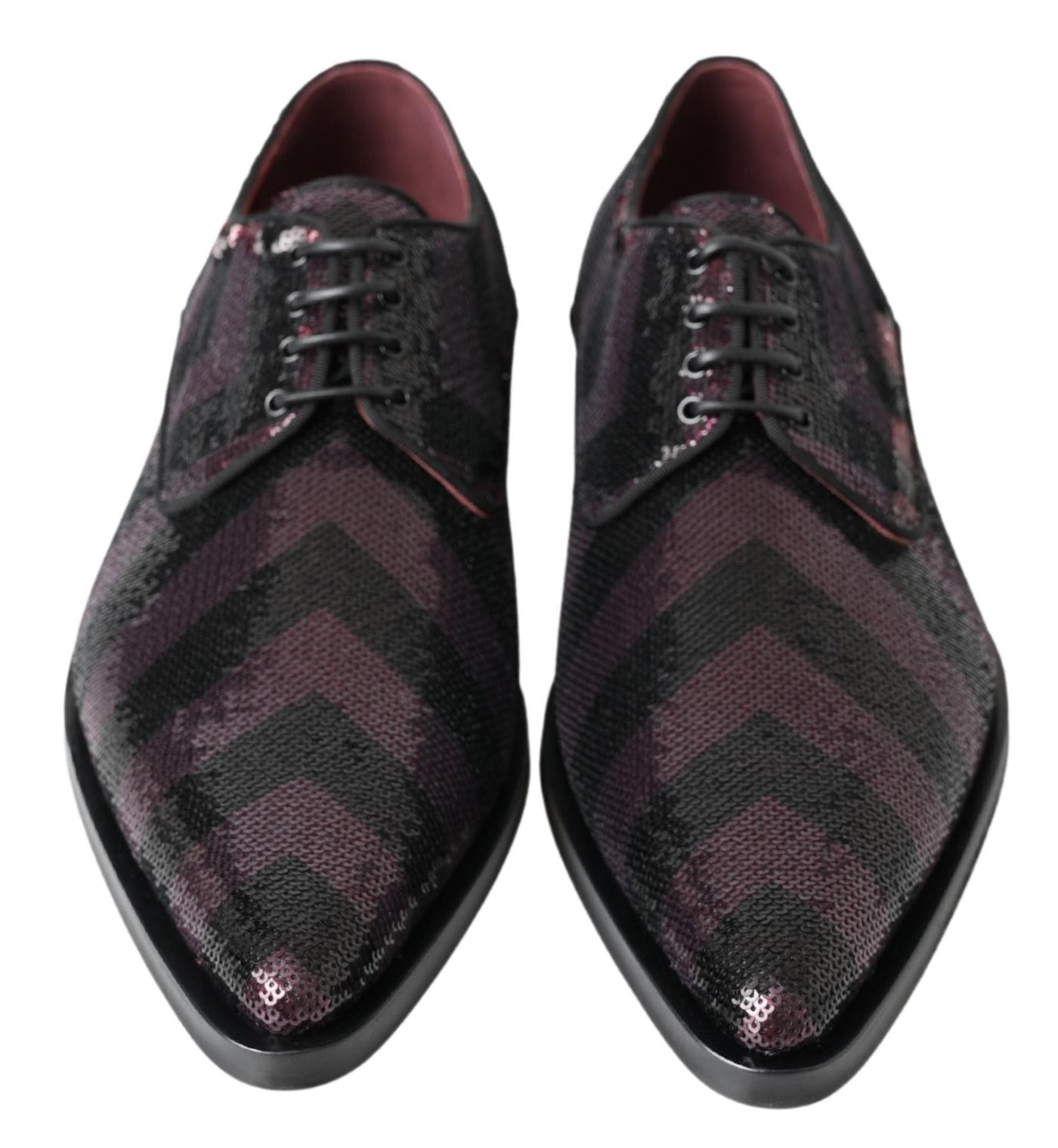 Black Bordeaux Sequin Chevron Men Derby Shoes