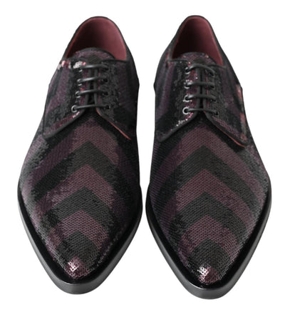 Black Bordeaux Sequin Chevron Men Derby Shoes