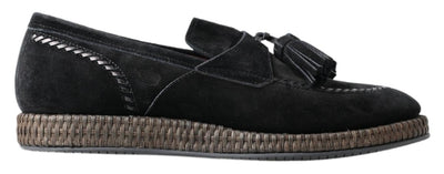 Black Suede Leather Casual Espadrille Shoes