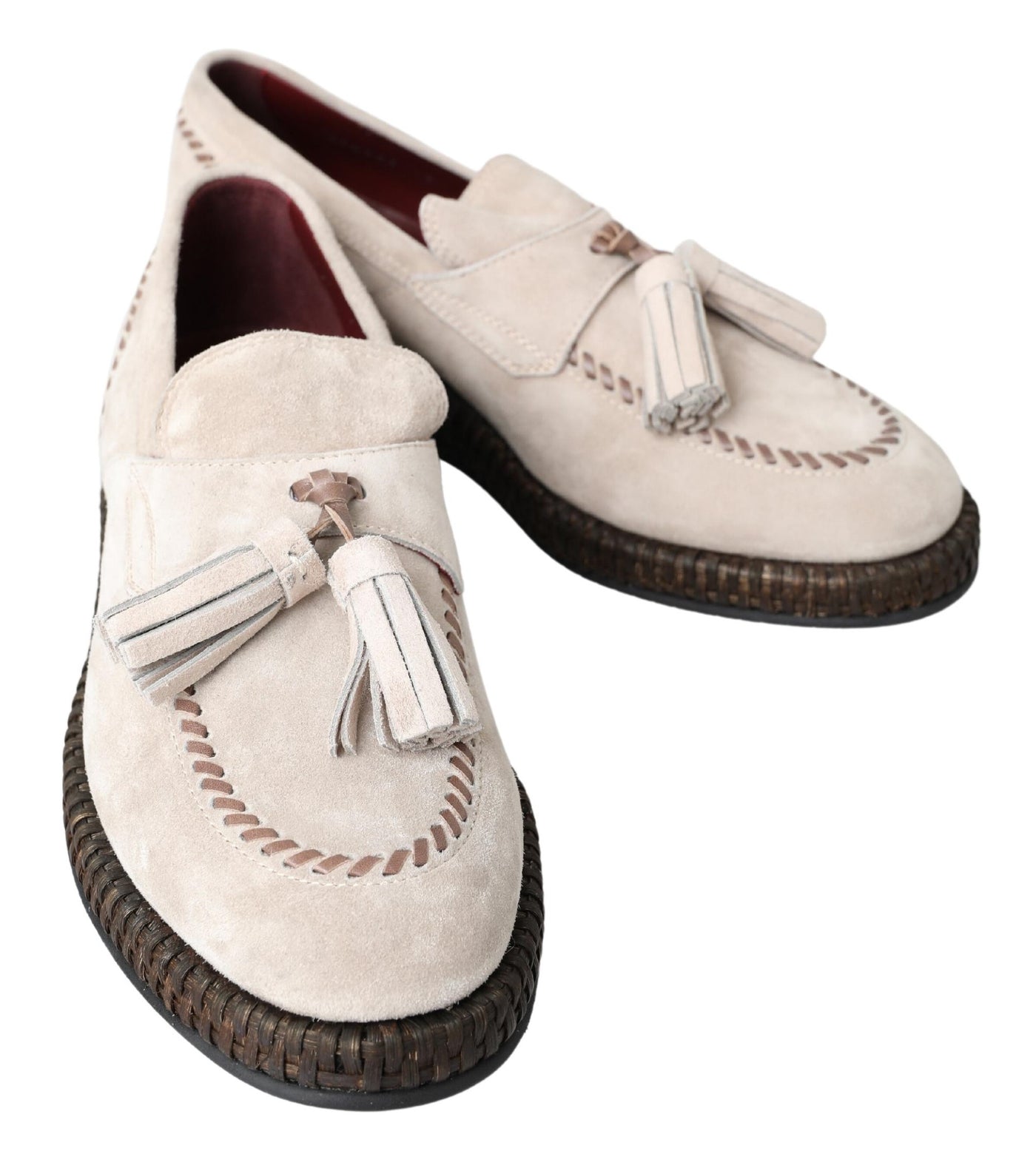 Ivory Suede Leather Men Espadrille Shoes