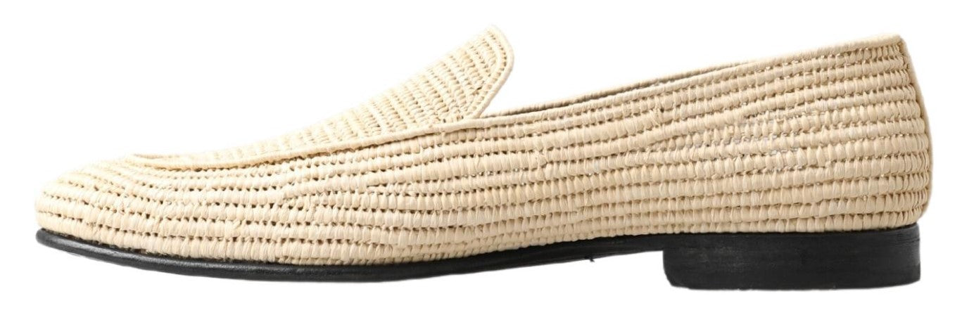 Cream Woven Viscose Loafers Men Casual Shoes