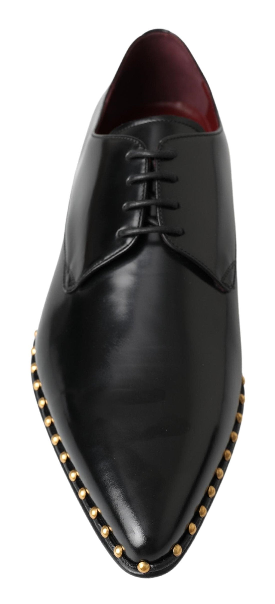 Black Derby Gold Studded Leather Shoes