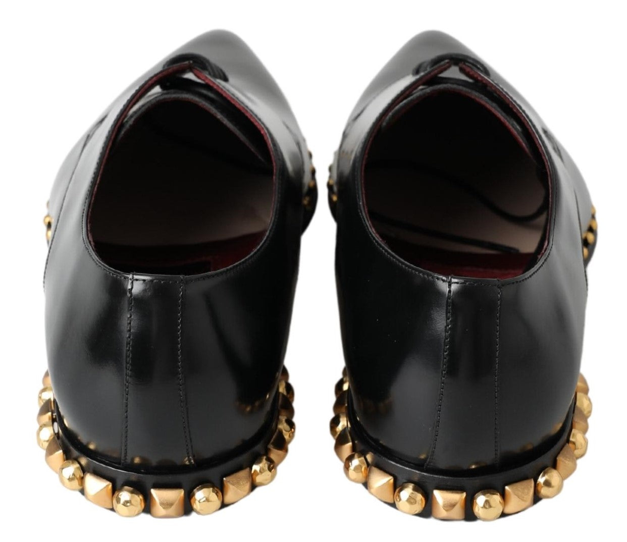 Black Derby Gold Studded Leather Shoes