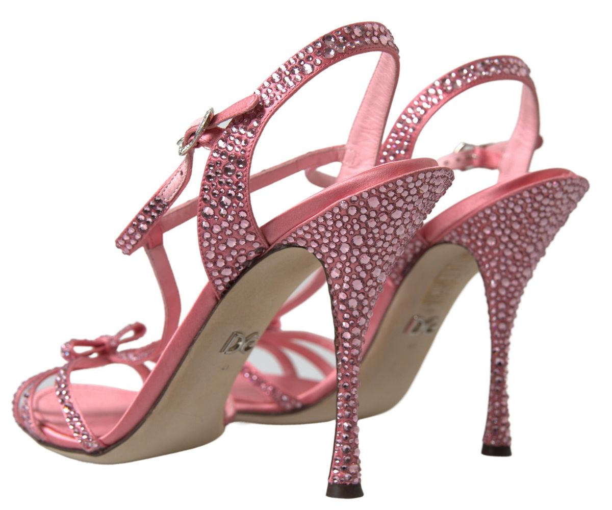 Pink Crystal Ankle Strap Shoes Sandals