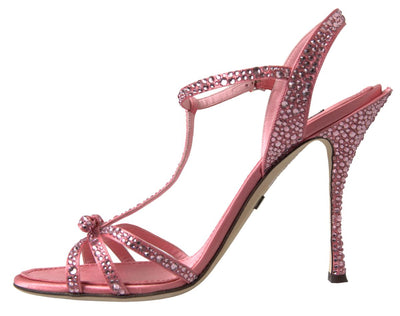 Pink Crystal Ankle Strap Shoes Sandals