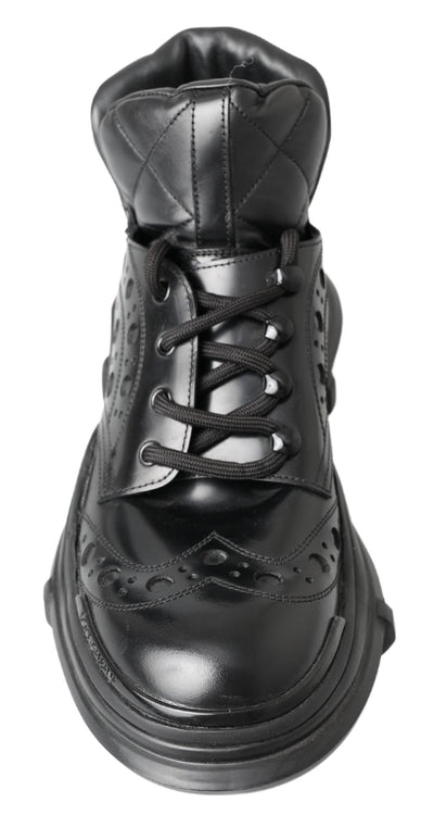 Black Leather Ankle Casual Boots