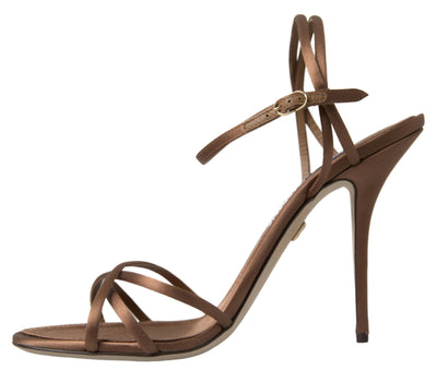 Brown Ankle Strap Stiletto Heels Sandals Shoes