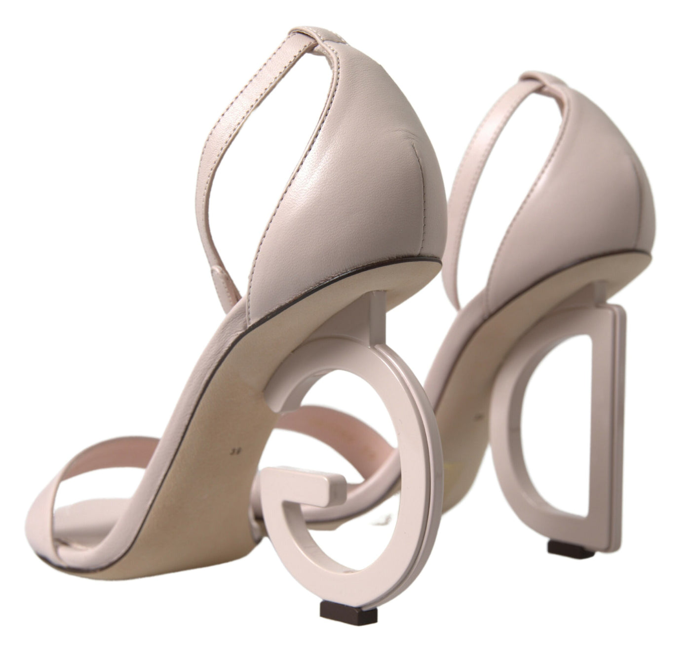 Beige Logo Heel Ankle Strap DG Sandals