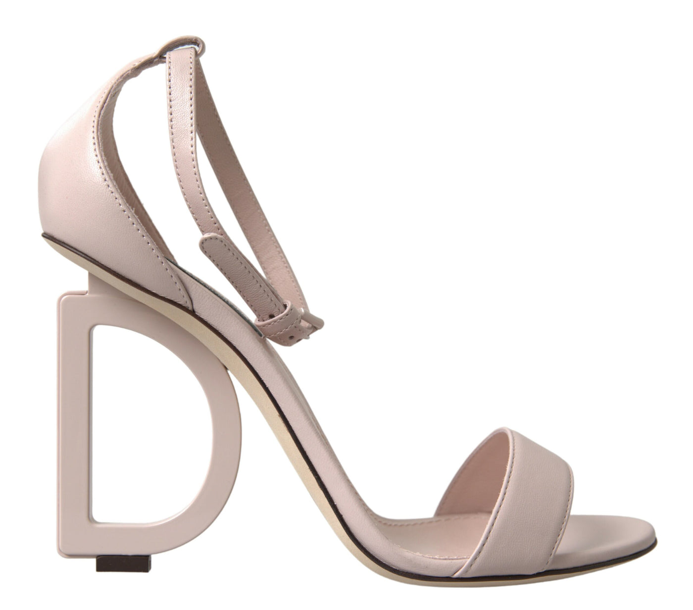 Beige Logo Heel Ankle Strap DG Sandals