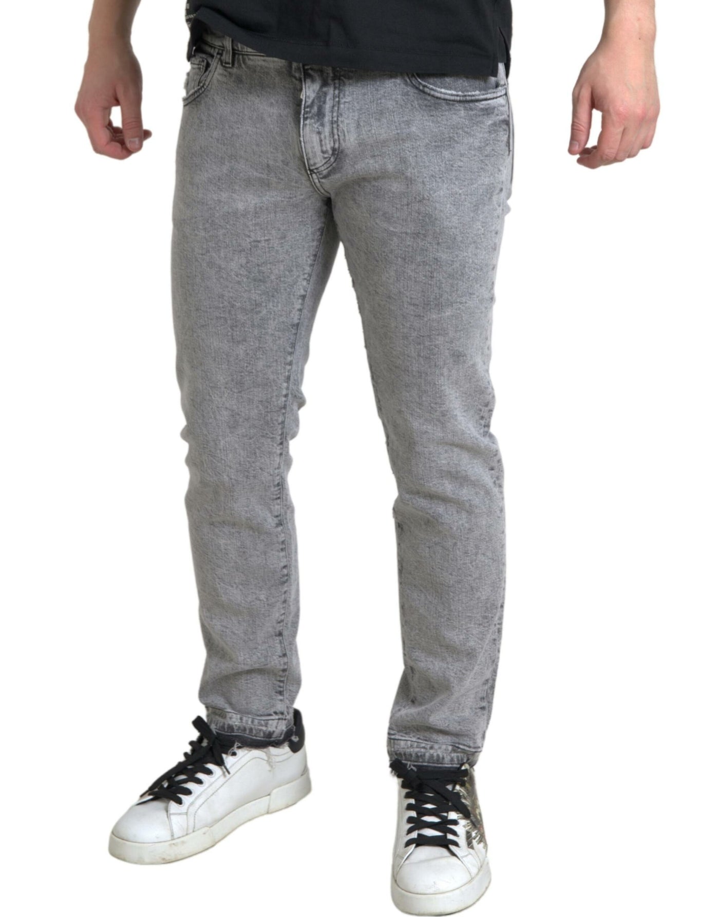 Grey Cotton Skinny Men Denim Trouser Jeans