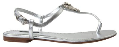 Silver with heart Embellished Flip Flops Sandals