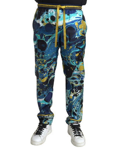 Multicolor Printed Joggers Silk Men Pants