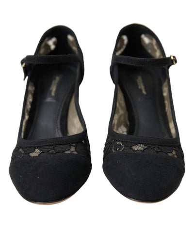 Black Mary Jane Taormina Lace Pumps Shoes