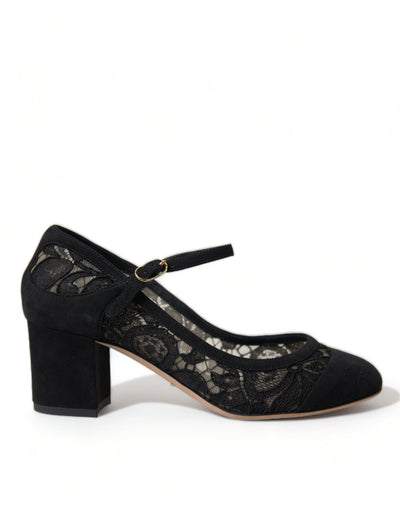 Black Mary Jane Taormina Lace Pumps Shoes